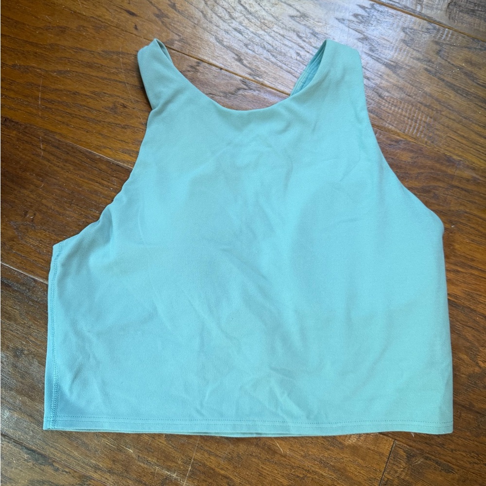 Athleta Women's high Neck Racerback Cropped Tank Top - Light Aqua